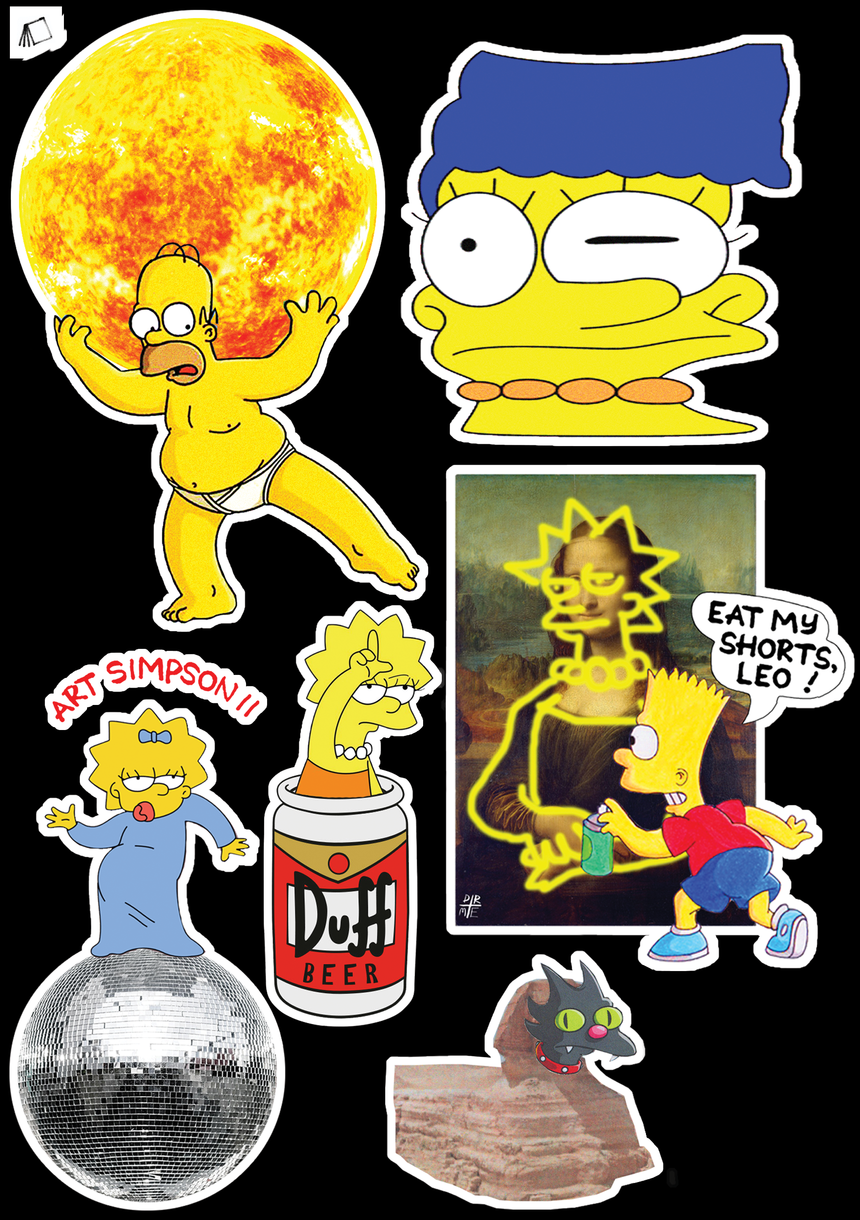 DR.ME printed die-cut sticker sheet of Simpsons-inspired artwork